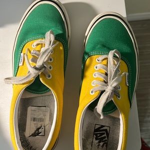 Green white and blue color blocked vans